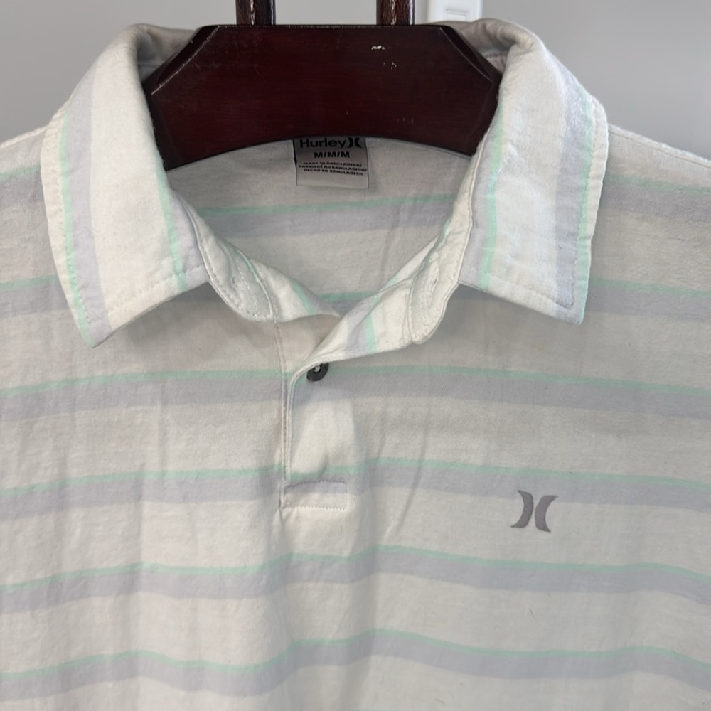 Hurley Coastal Dunes CTN Jersey Cotton Striped Polo Shirt.  Sz M - Picture 2 of 10